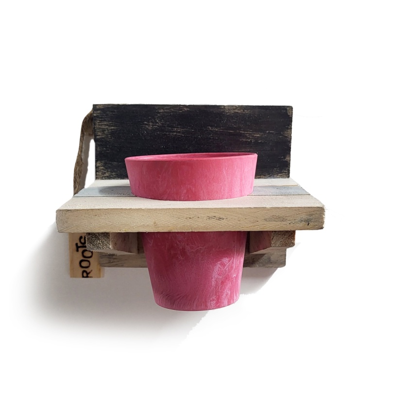 'Roots' Wooden hanging Calm pot racks sets with 1 Artstone pot - Image 3