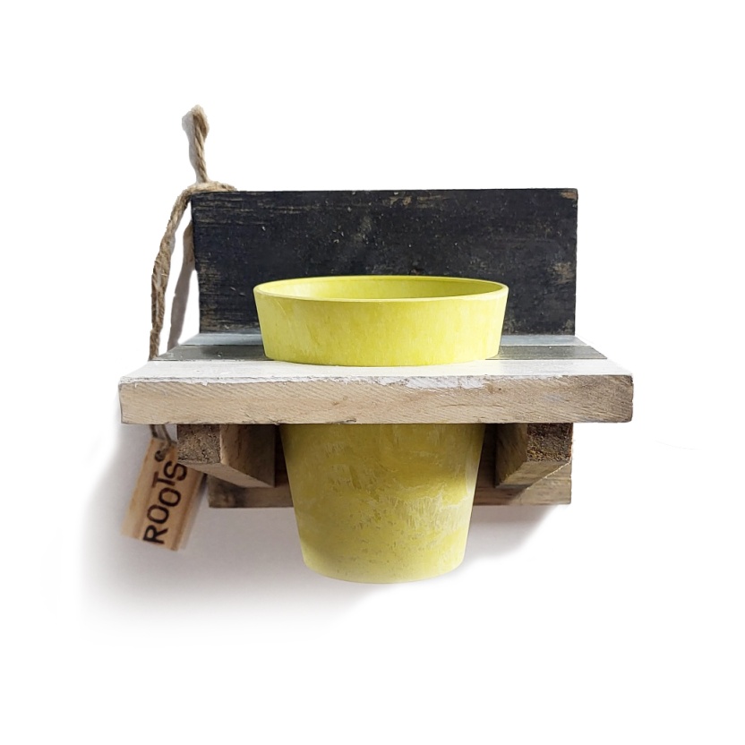 'Roots' Wooden hanging Calm pot racks sets with 1 Artstone pot - Image 4