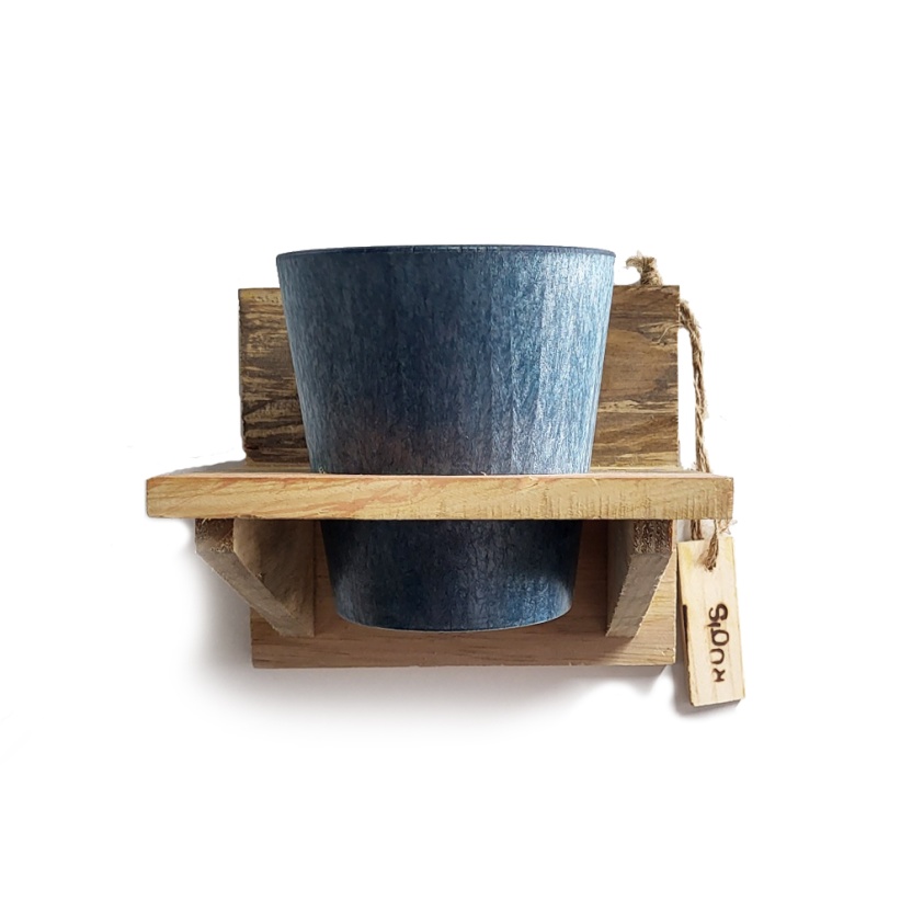 'Roots' Wooden hanging Warm pot racks sets with 1 Artstone pot - Image 3
