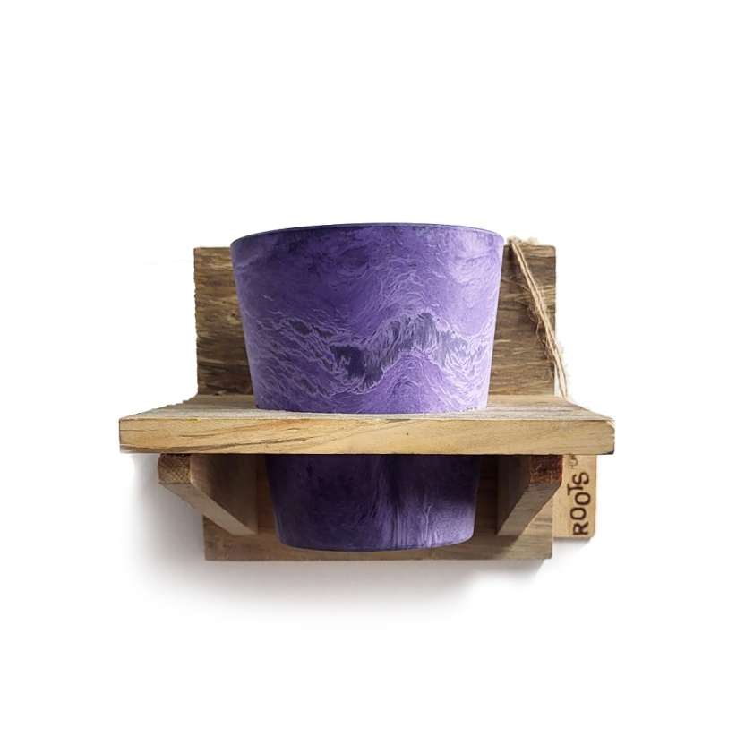 'Roots' Wooden hanging Warm pot racks sets with 1 Artstone pot - Image 4