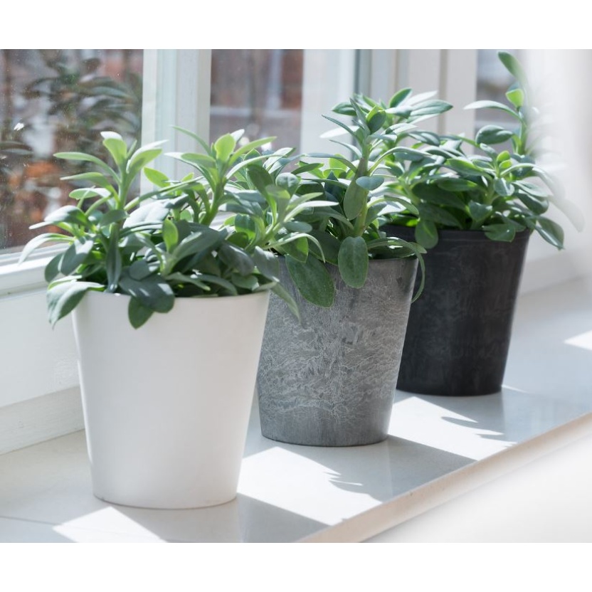 Witte Artstone Claire plantenpotten 8x9cm - Afbeelding 7