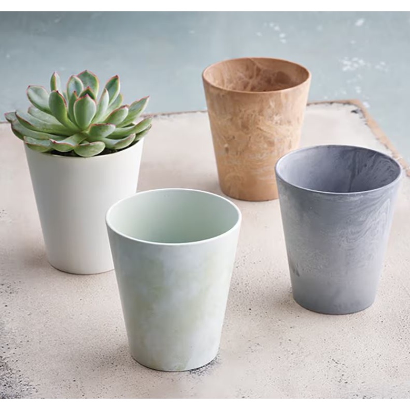 Witte Artstone Claire plantenpotten 8x9cm - Afbeelding 3