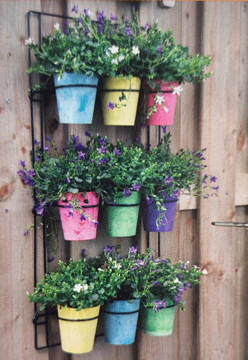 Zwart metalen Artstone muurhangers voor negen plantenpotten 39x75cm - Afbeelding 2