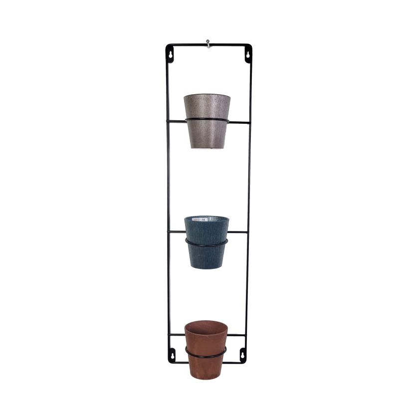 Black metal Artstone wall hanger sets with 3 plant pots - Image 6