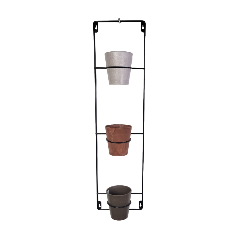 Black metal Artstone wall hanger sets with 3 plant pots - Image 5