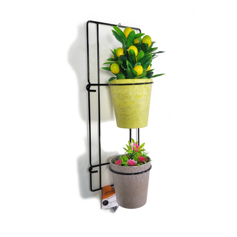 Metalen Artstone wandhangersets met 2 potten - Afbeelding 2