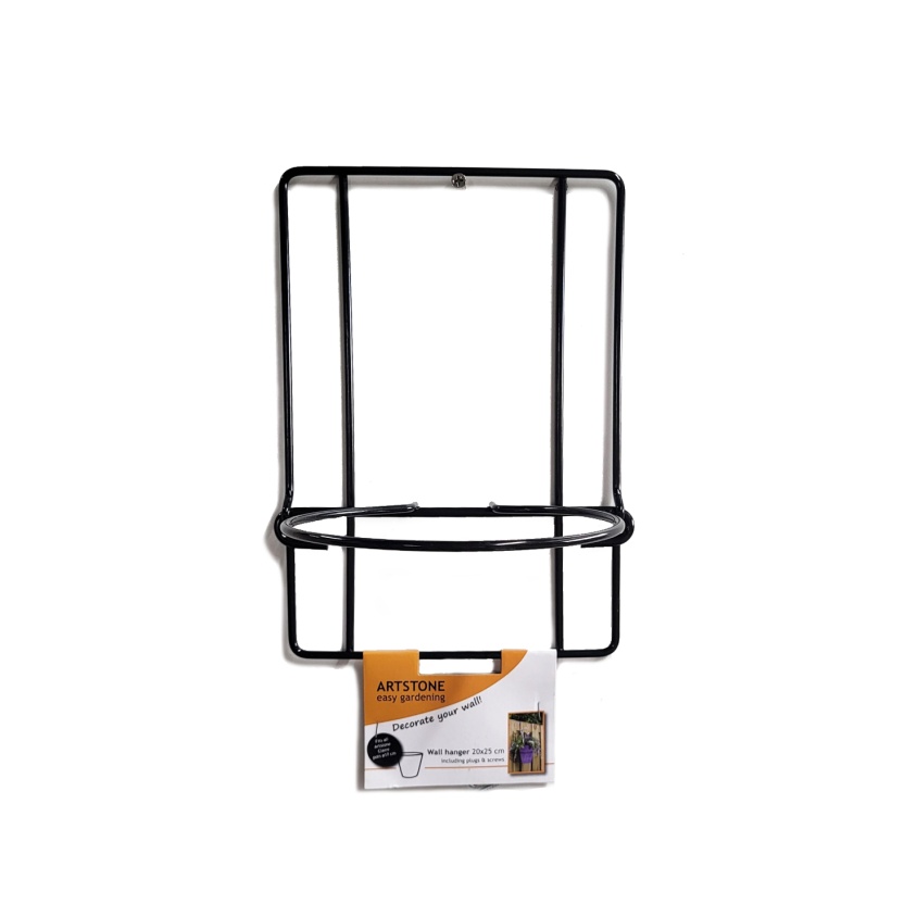 Black metal Artstone Amy wall hangers for one plant pot