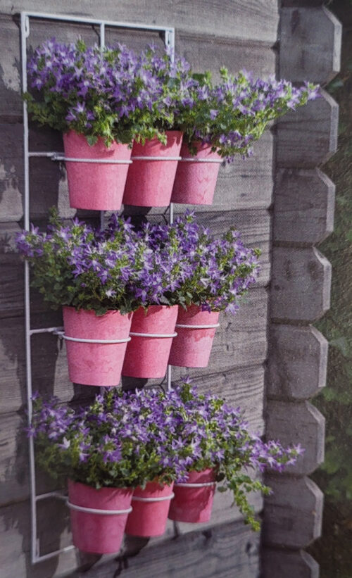 Wit metalen Artstone muurhangers voor negen plantenpotten 39x75cm - Afbeelding 2