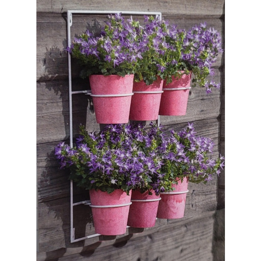 Wit metalen Artstone muurhangers voor zes plantenpotten 39x50cm - Afbeelding 2