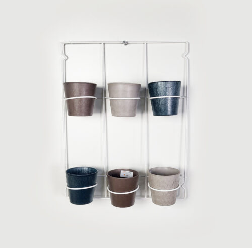 White metal Artstone wall hanger sets with 6 plant pots - Image 5