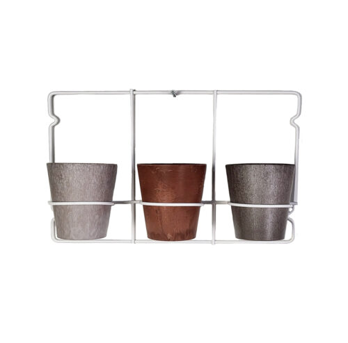Wit metalen Artstone wandhangersets met 3 plantenpotten - Afbeelding 2