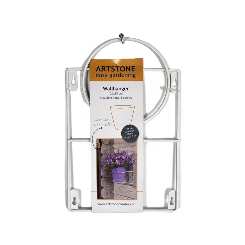 Wit metalen Artstone Amy wandhangers voor één plantenpot - Afbeelding 3