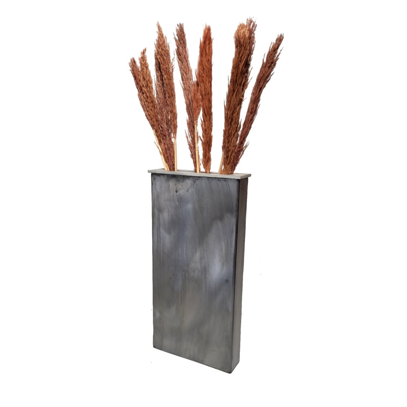 Grey metal industrial vases 45,5cm - Image 3