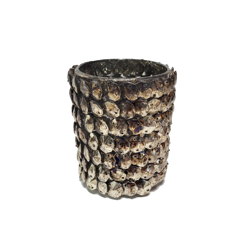 Metal tealight holders with scales structure 10,5cm