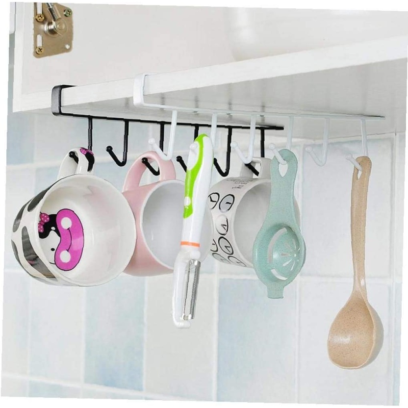 Black kitchen or wardrobe organizers with 6 hooks - Image 3