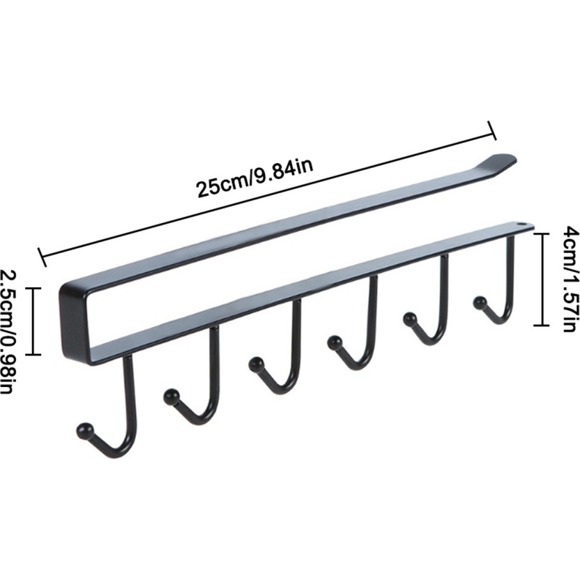 Black kitchen or wardrobe organizers with 6 hooks - Image 6