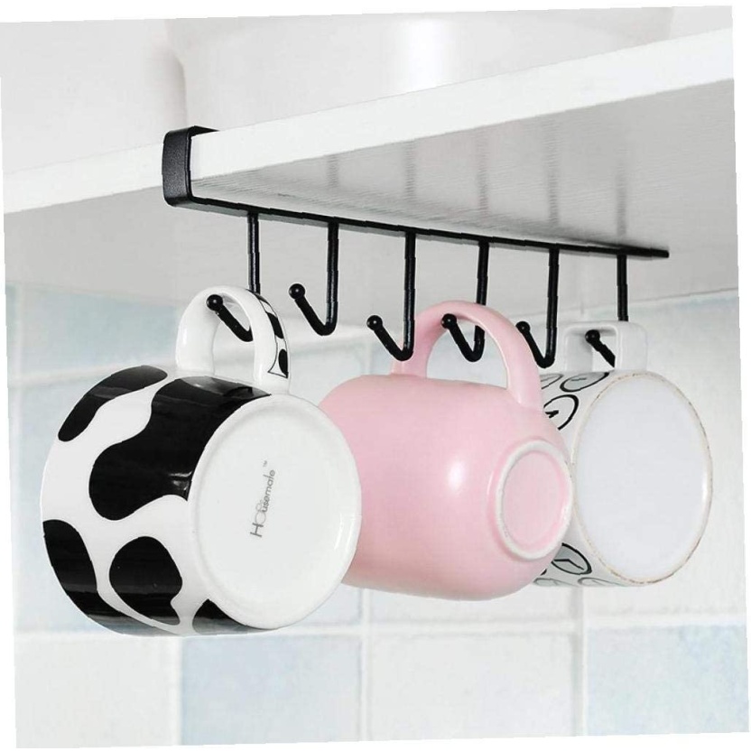 Black kitchen or wardrobe organizers with 6 hooks
