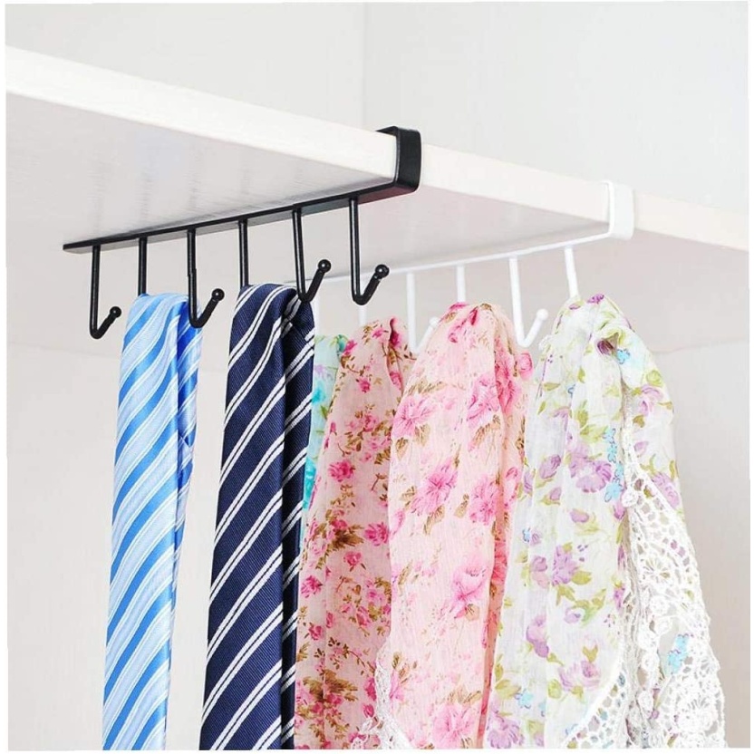 Black kitchen or wardrobe organizers with 6 hooks - Image 5