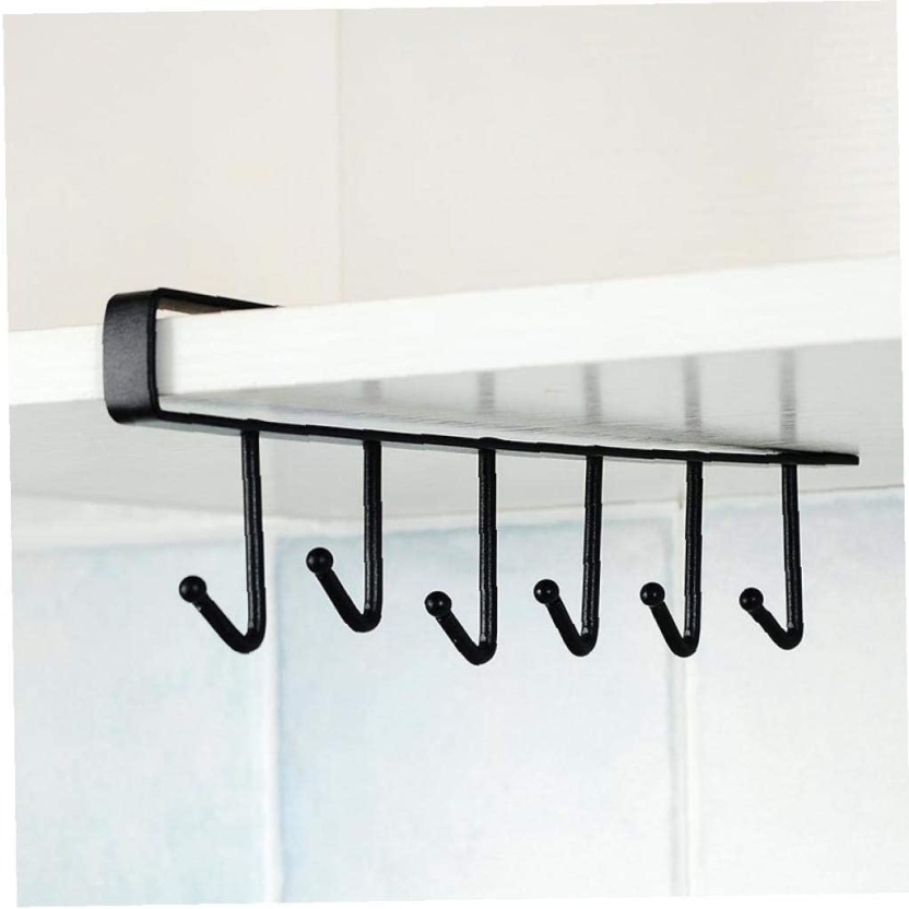 Black kitchen or wardrobe organizers with 6 hooks - Image 4