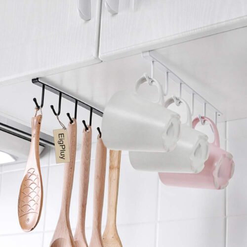Witte keuken- of kledingkastorganizers met 6 haken - Afbeelding 3