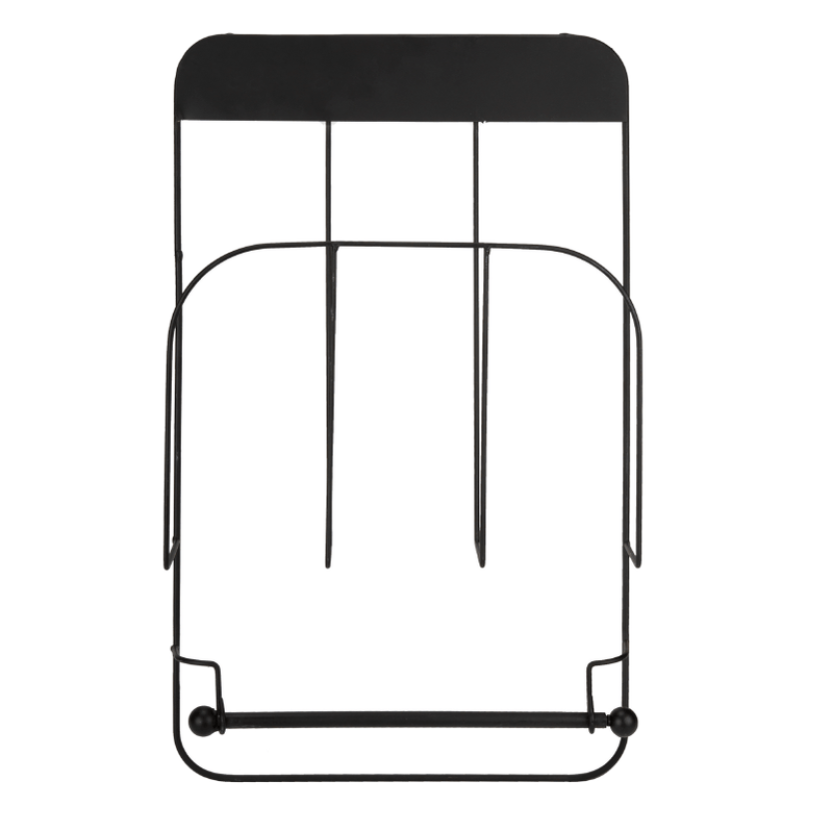 White and black metal magazine racks with roll holder - Image 6