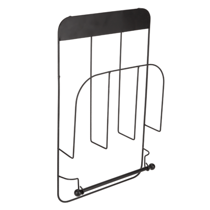 White and black metal magazine racks with roll holder - Image 4