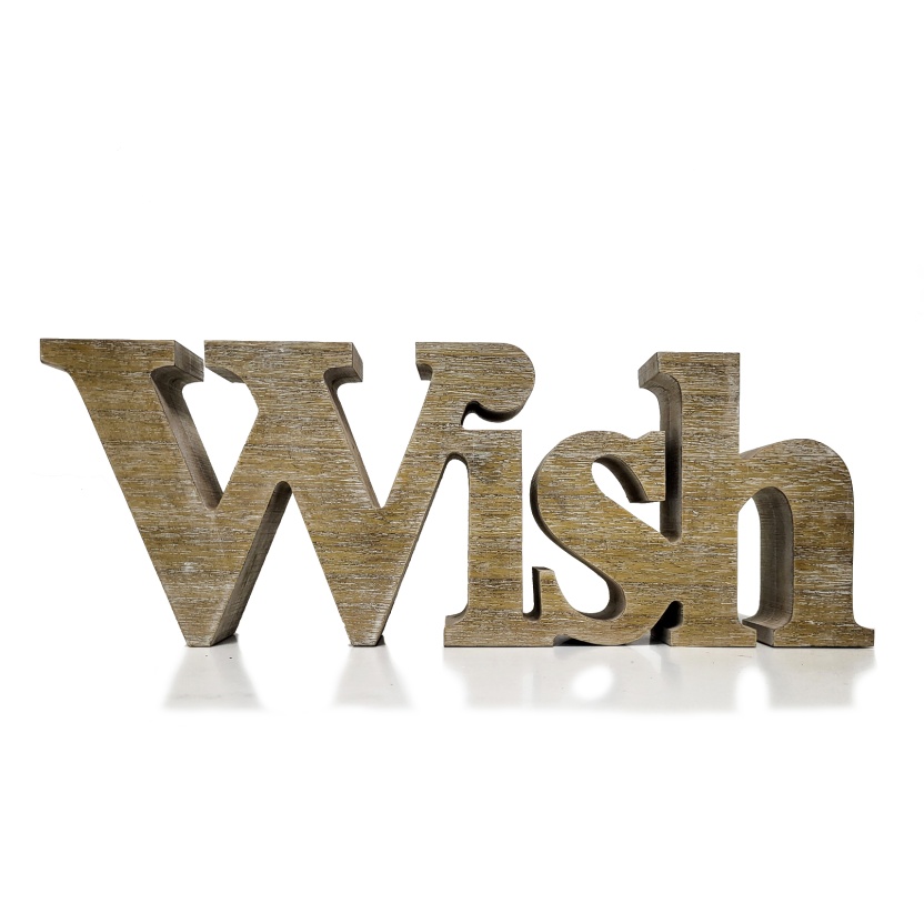 Woonaccessoires - Houten Riverdale woorddecoratie 'Wish'