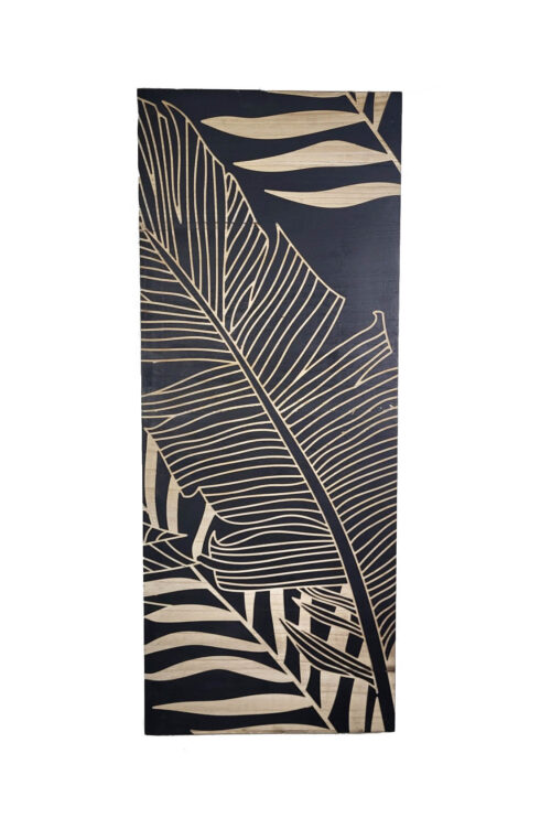 Black PTMD Neron wood carved leaves wall triptych 145cm - Image 9