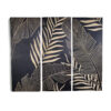 Black PTMD Neron wood carved leaves wall triptych 145cm