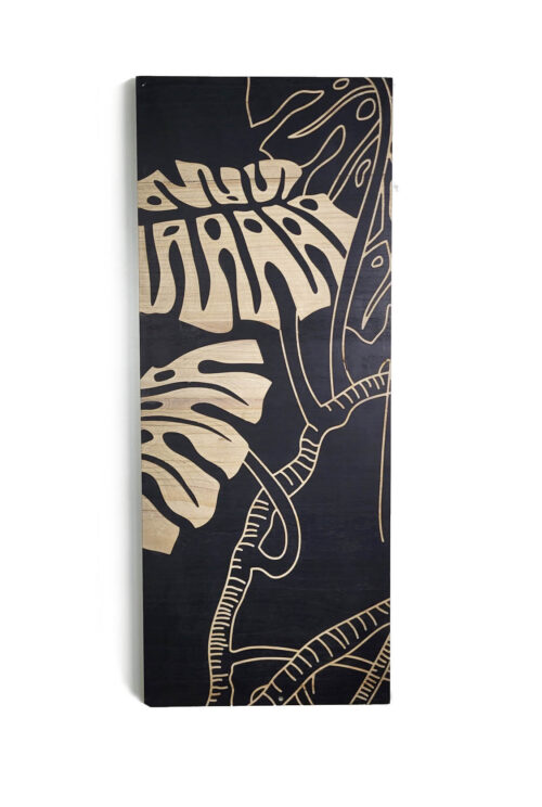 Black PTMD Neron wood carved wall triptych 145cm - Image 2