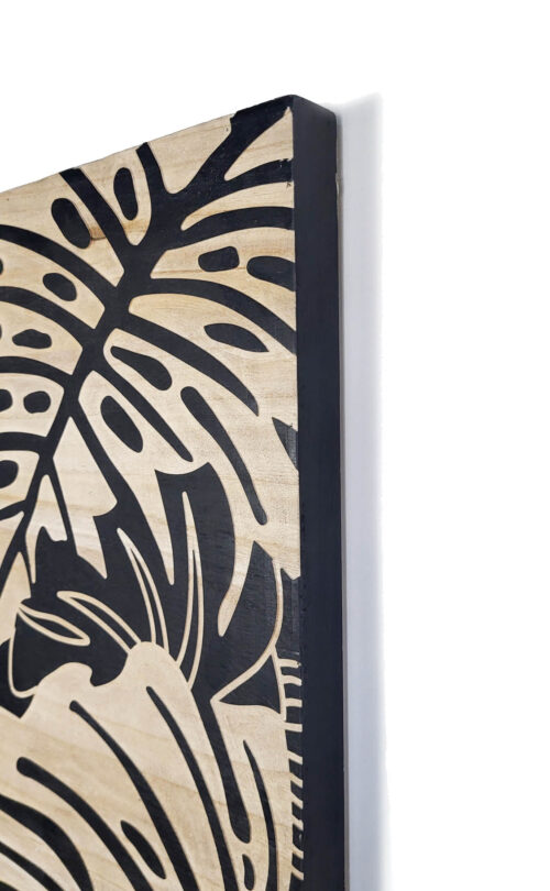Black PTMD Neron wood carved wall triptych 145cm - Image 7