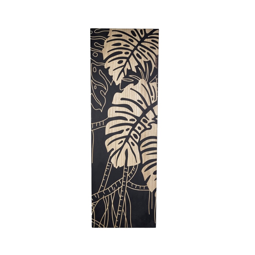 Black PTMD Neron wood carved wall triptych 90cm - Image 3