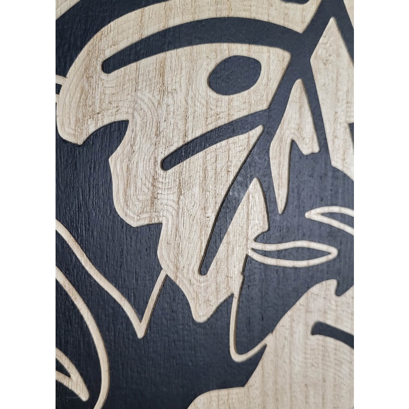 Black PTMD Neron wood carved wall triptych 90cm - Image 7
