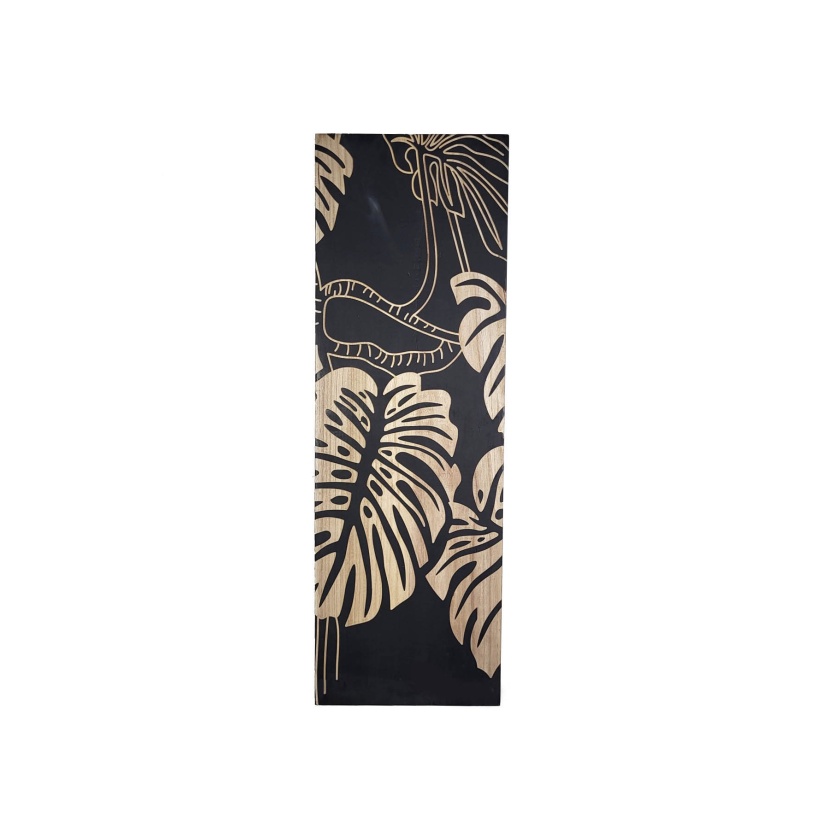 Black PTMD Neron wood carved wall triptych 90cm - Image 4