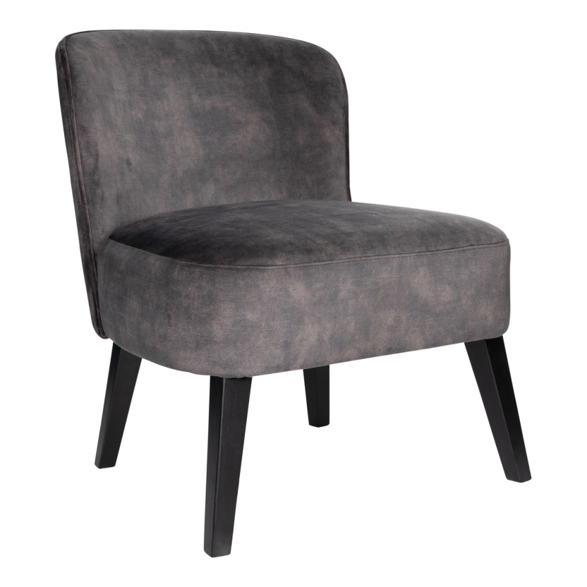 Antracietkleurige PTMD Nikki lage fauteuils 64x67x74cm