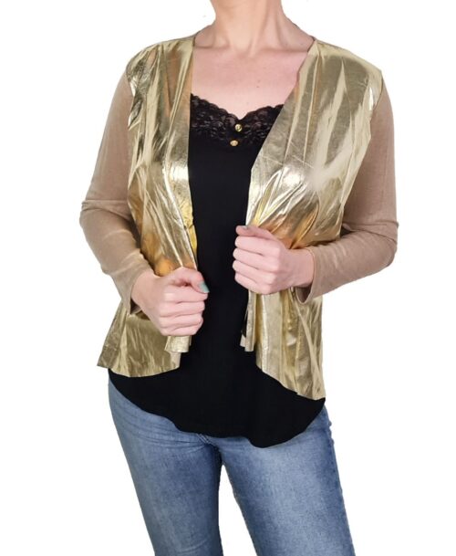 Brown and black Cherry Koko vests with gold PU parts - Image 3