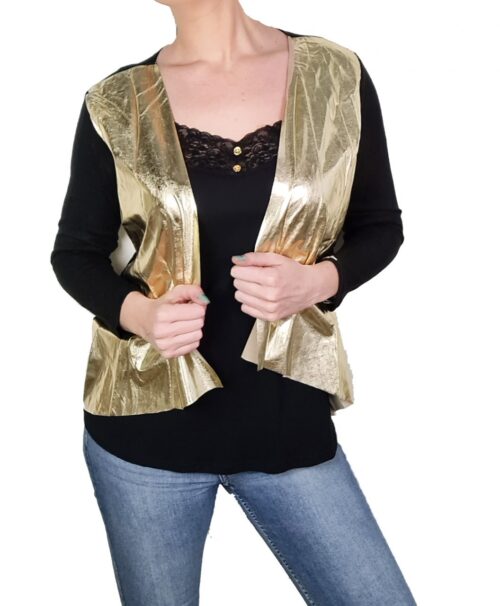 Brown and black Cherry Koko vests with gold PU parts - Image 2