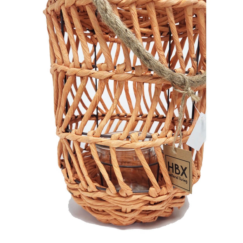 HBX oranje rotan Deia lantaarns 33cm - Afbeelding 4