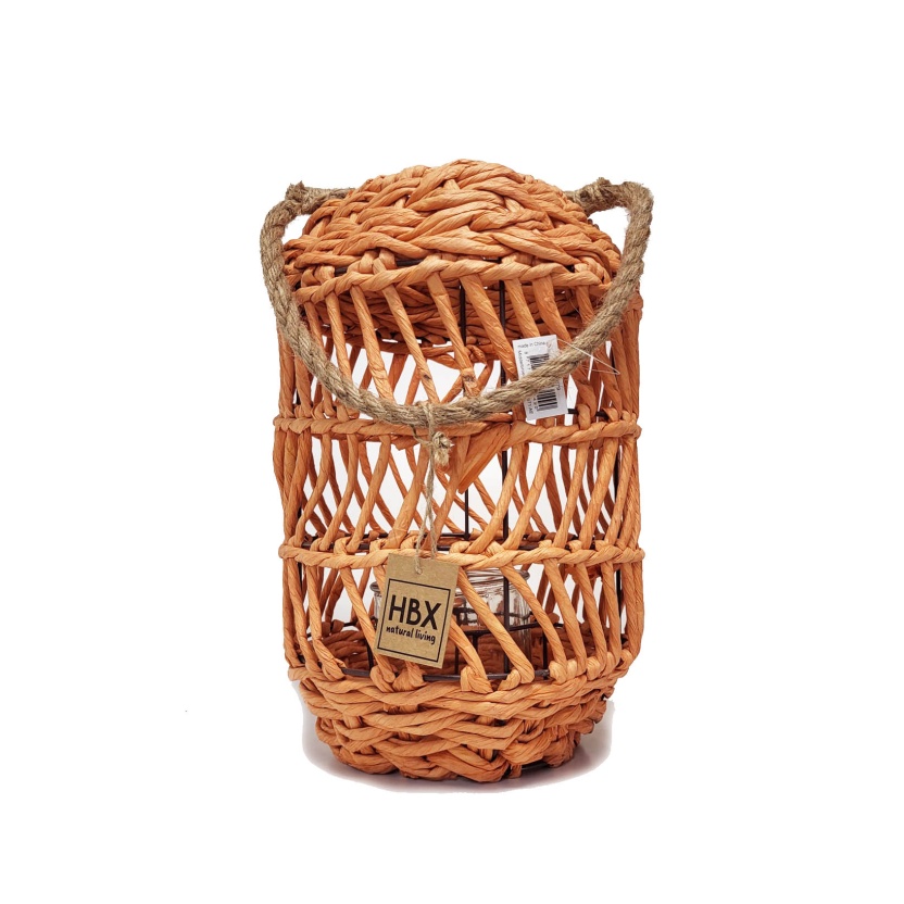 HBX oranje rotan Deia lantaarns 33cm - Afbeelding 3