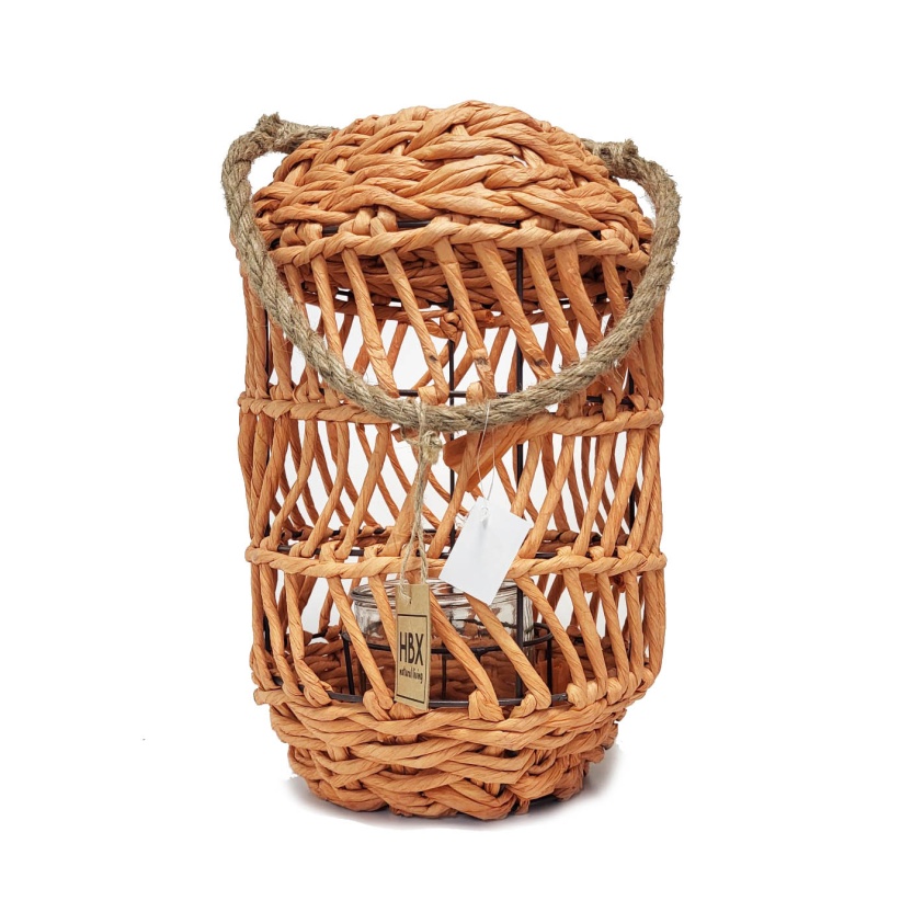 HBX oranje rotan Deia lantaarns 33cm - Afbeelding 5