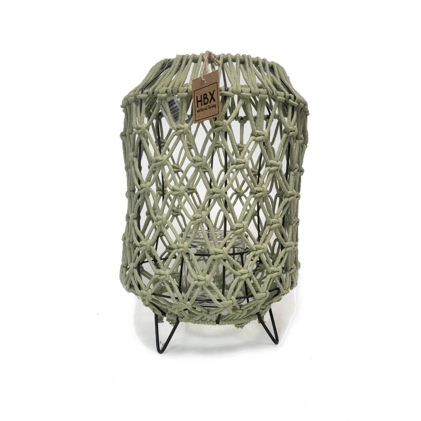 Green HBX macrame lanterns 38,5cm - Image 4