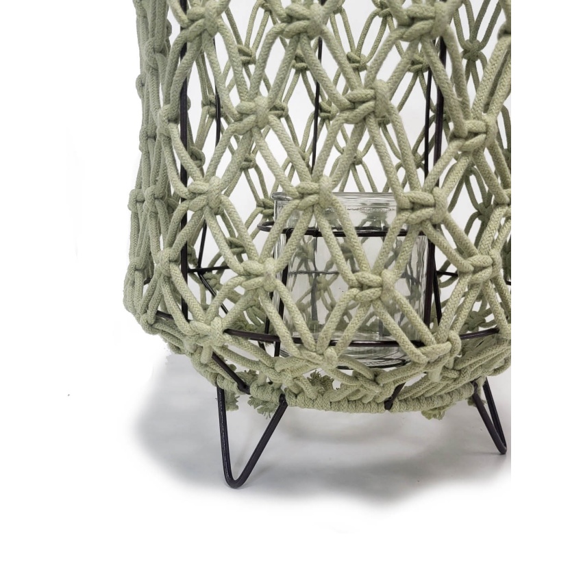 Green HBX macrame lanterns 38,5cm - Image 2