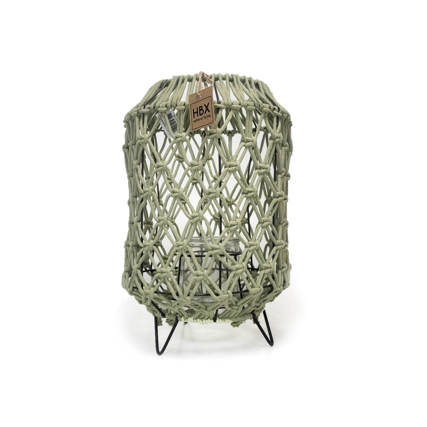 Green HBX macrame lanterns 38,5cm