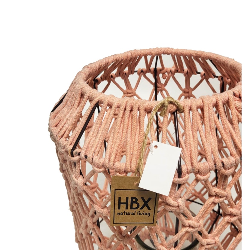 Roze HBX macramé lantaarns 38,5cm - Afbeelding 4
