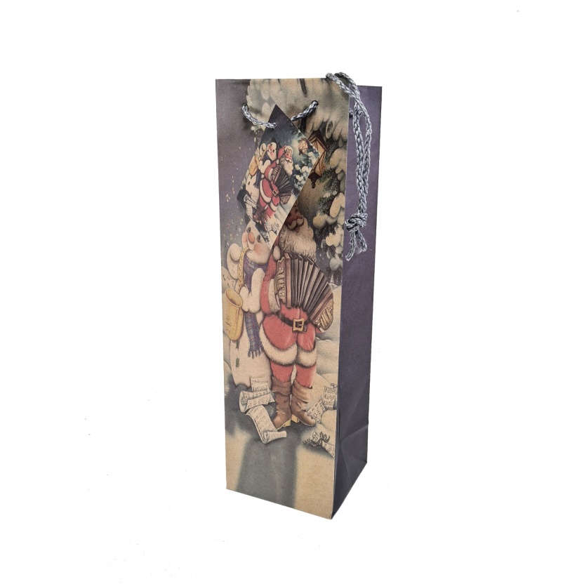 8-packs Paper bottle gift bags with Christmas print - Image 6
