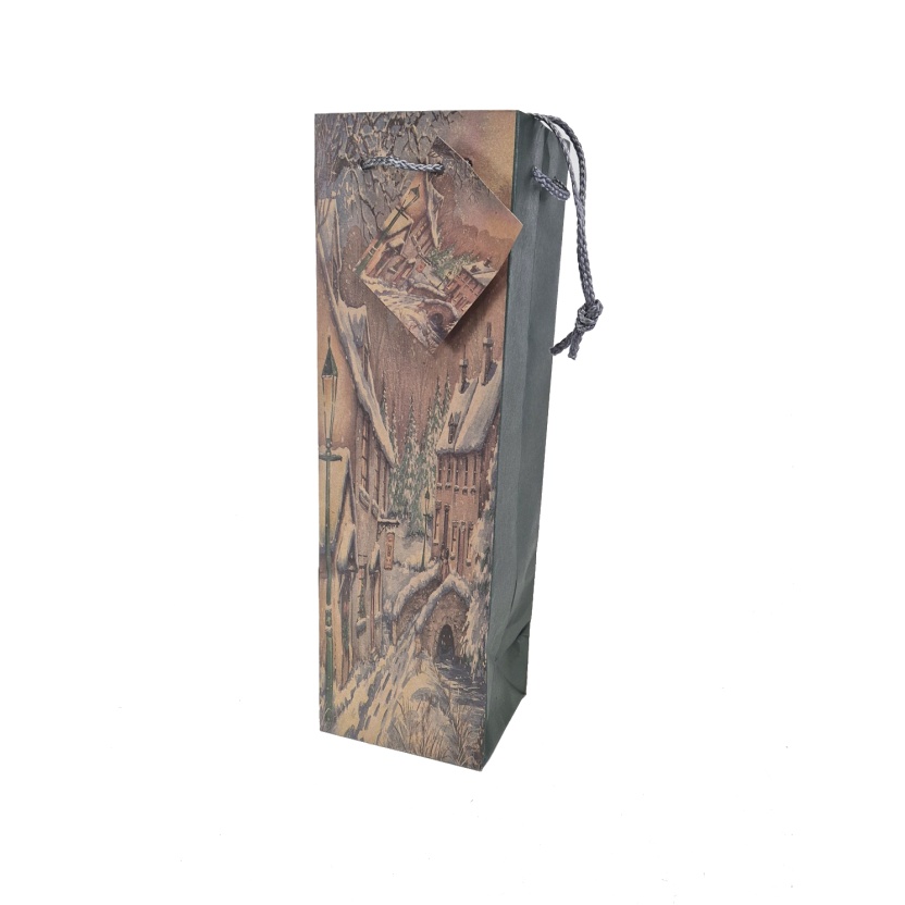 8-packs Paper bottle gift bags with Christmas print - Image 5
