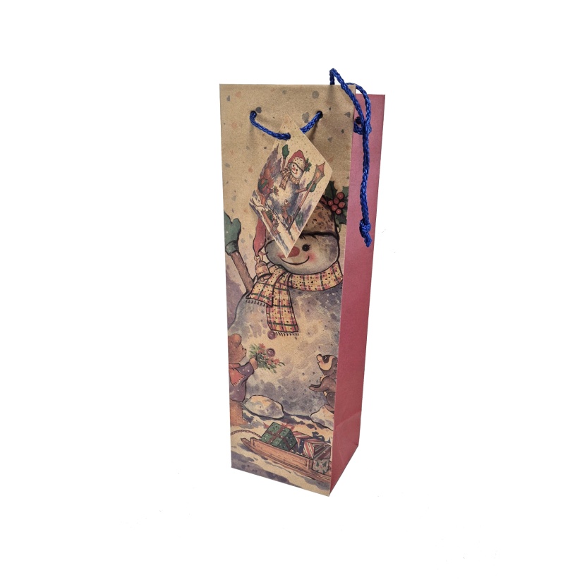 8-packs Paper bottle gift bags with Christmas print - Image 2