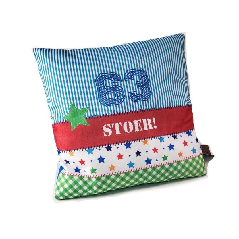 Lief! Blue cushions with stripe and star print 35x35cm - Image 2