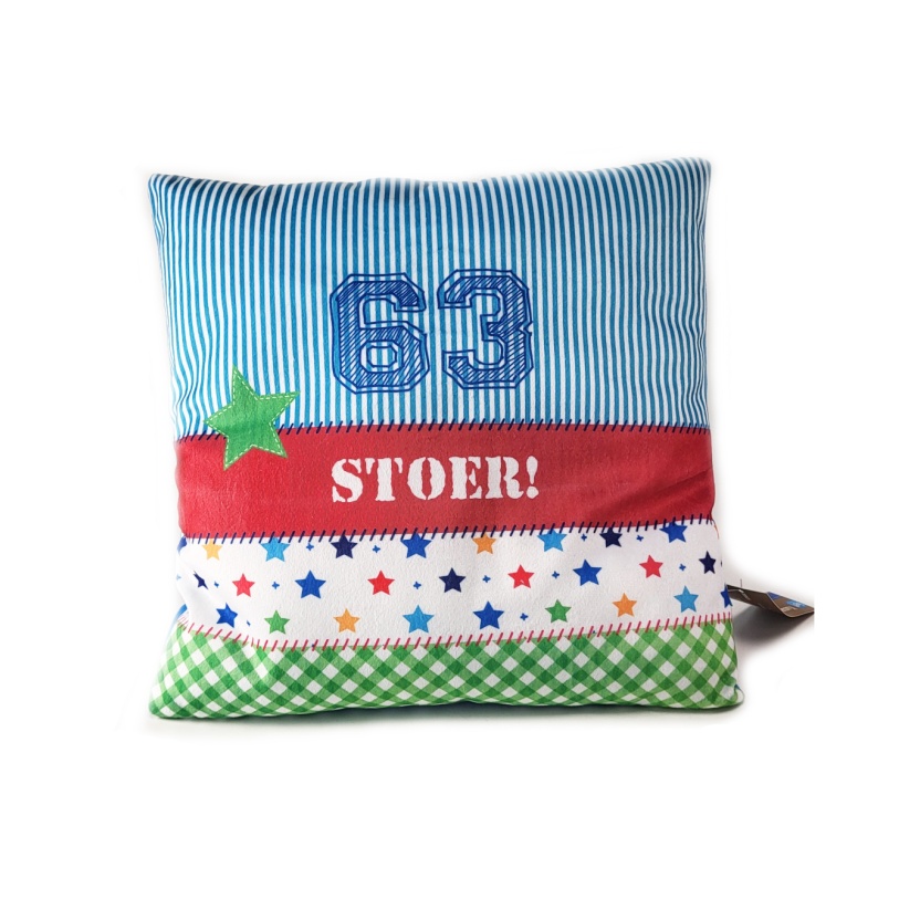 Lief! Blue cushions with stripe and star print 35x35cm