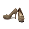 Damesschoenen - beige kanten pumps met hoge hakken - Afbeelding 4